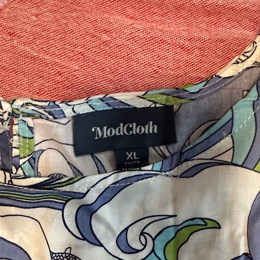 NWT Modcloth “Gathering Wildflowers” Smock Dress Surf Print Size XL - Picture 4 of 6
